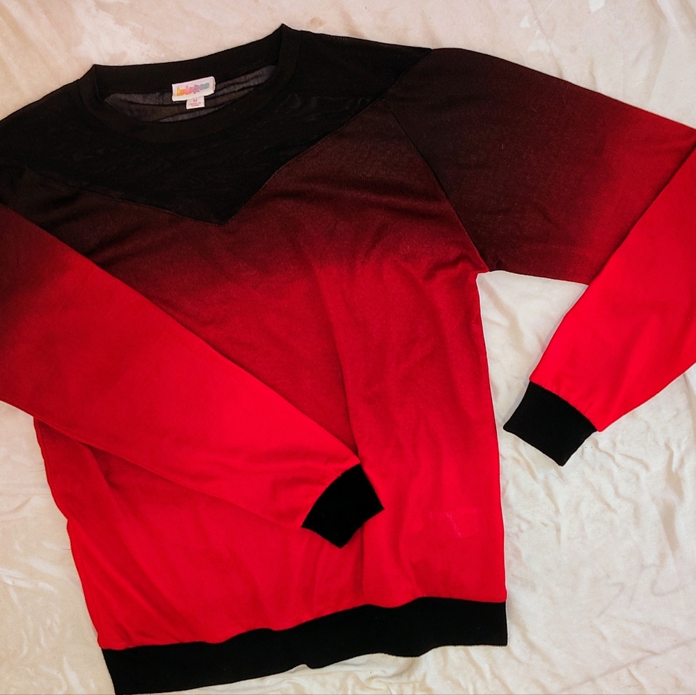 LuLaRoe Red and Black Long Sleeve Tee
